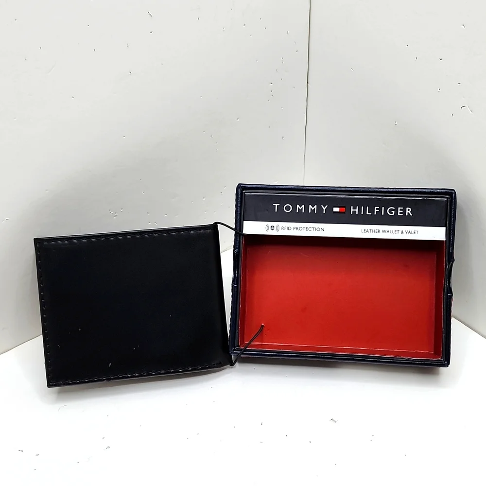 ⭐️TOMMY HILFIGER 💯 MENS WALLET BLACK, LEATHER WALLET
